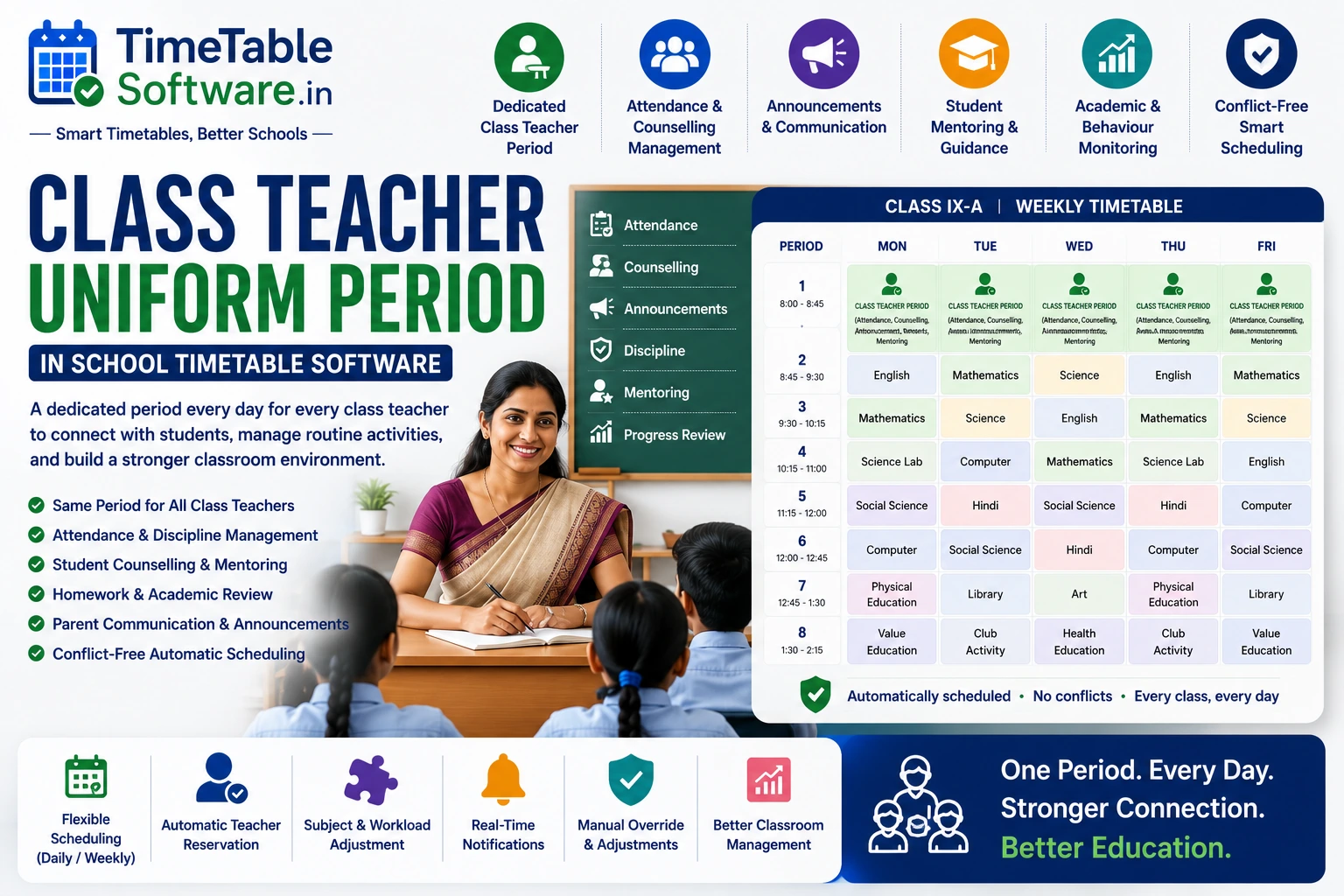 Class Teacher Uniform Period in School Timetable Software | Smart Scheduling