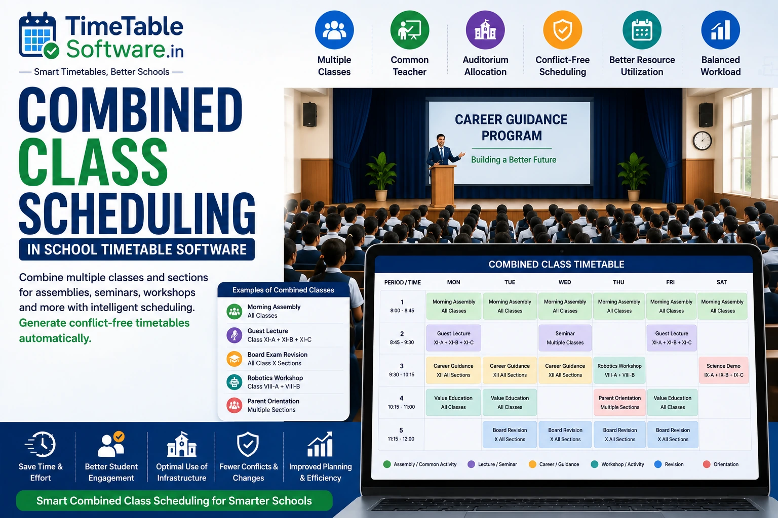 Combined Class Scheduling in School Timetable Software | Complete Guide