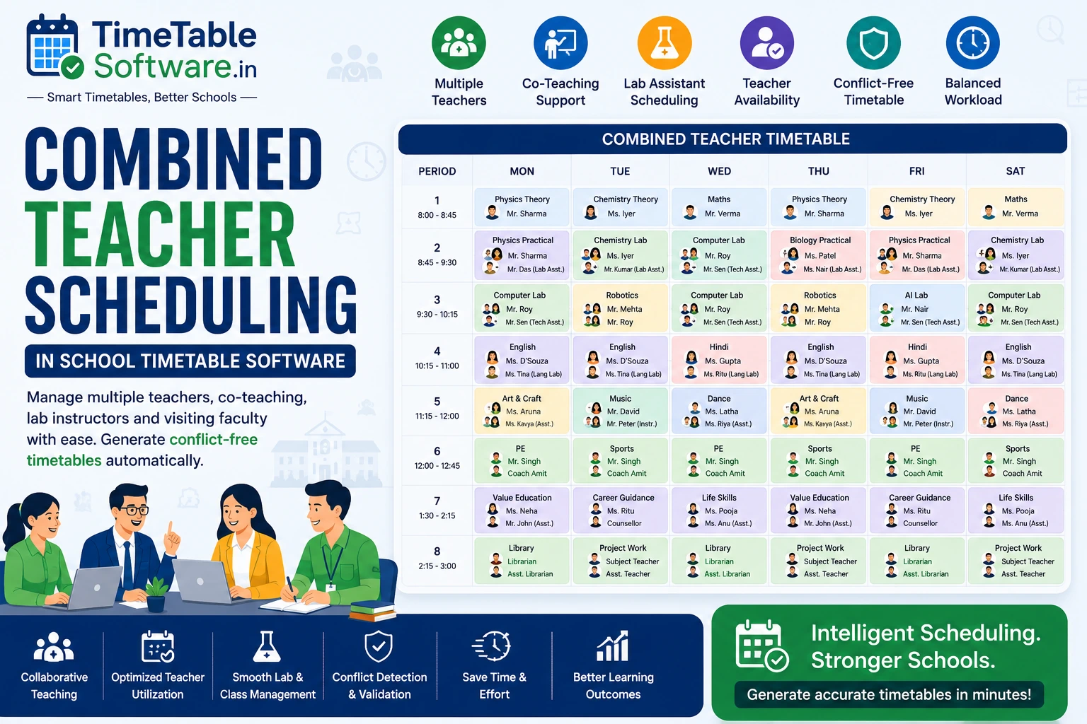 Combined Teacher Scheduling in School Timetable Software | Complete Guide
