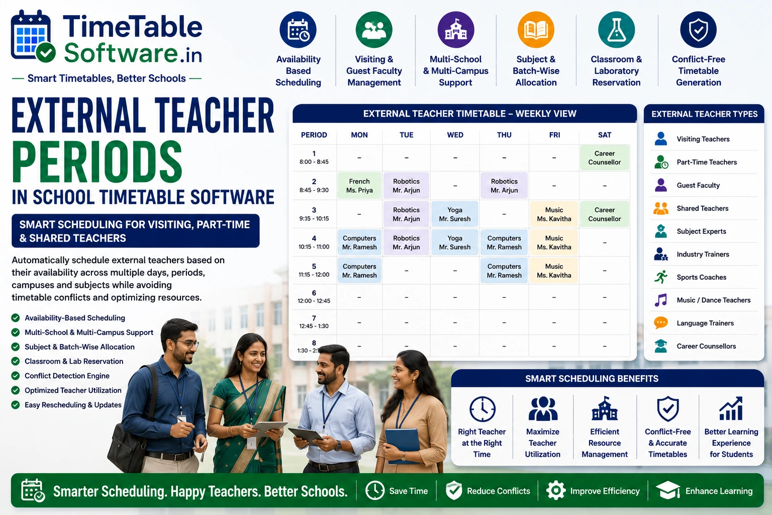 External Teacher Periods in School Timetable Software | Smart Scheduling