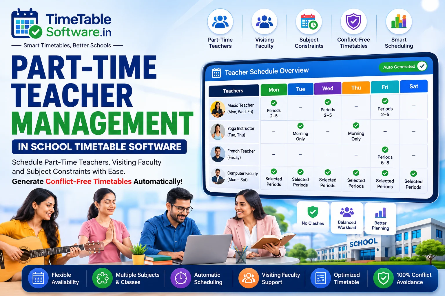 Part-Time Teacher Management in School Timetable Software | Complete Guide