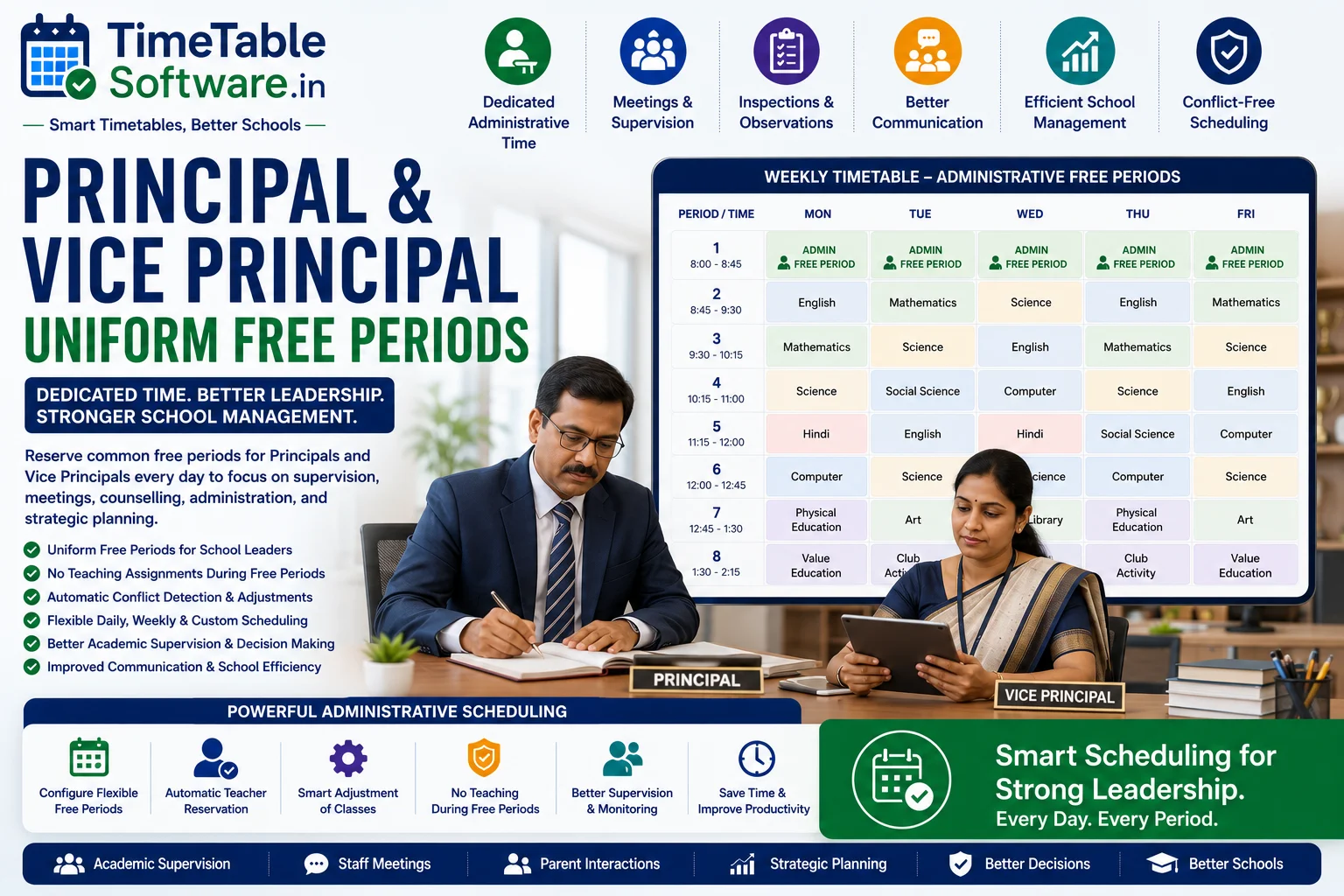Principal & Vice Principal Uniform Free Periods | School Timetable Software